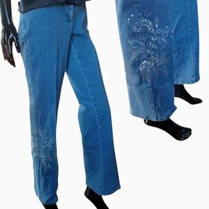 Vintage Y2K Christopher & Banks Sequin Embroidered Jeans | Size 10